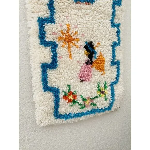 Vintage Ted DeGrazia Finished Latch Hook 4 Angels Lighting Sundance Wall Hanging